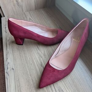 Elegant Burgundy Block Heel Pumps